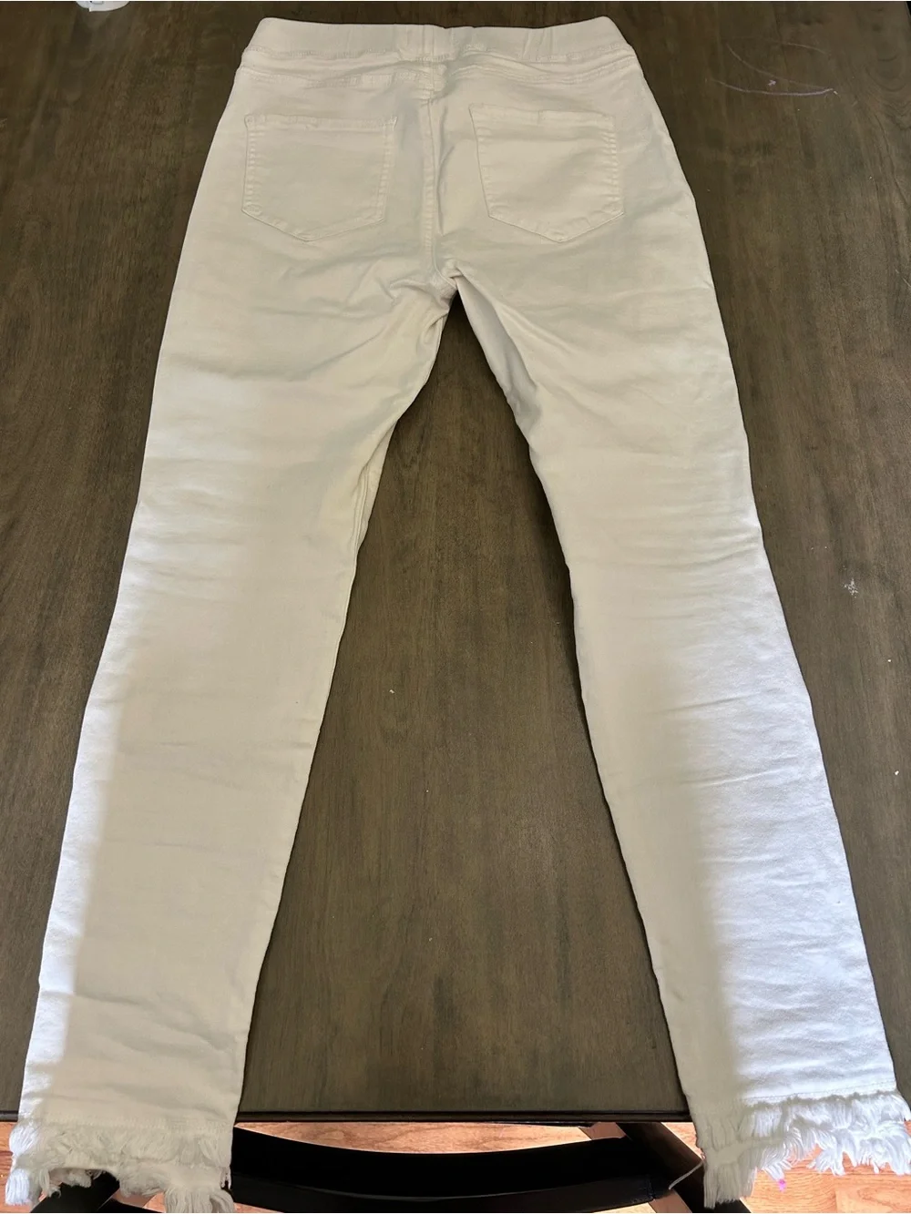 Mud Pie Girls Cream White Skinny Jeans with Frayed Hem
